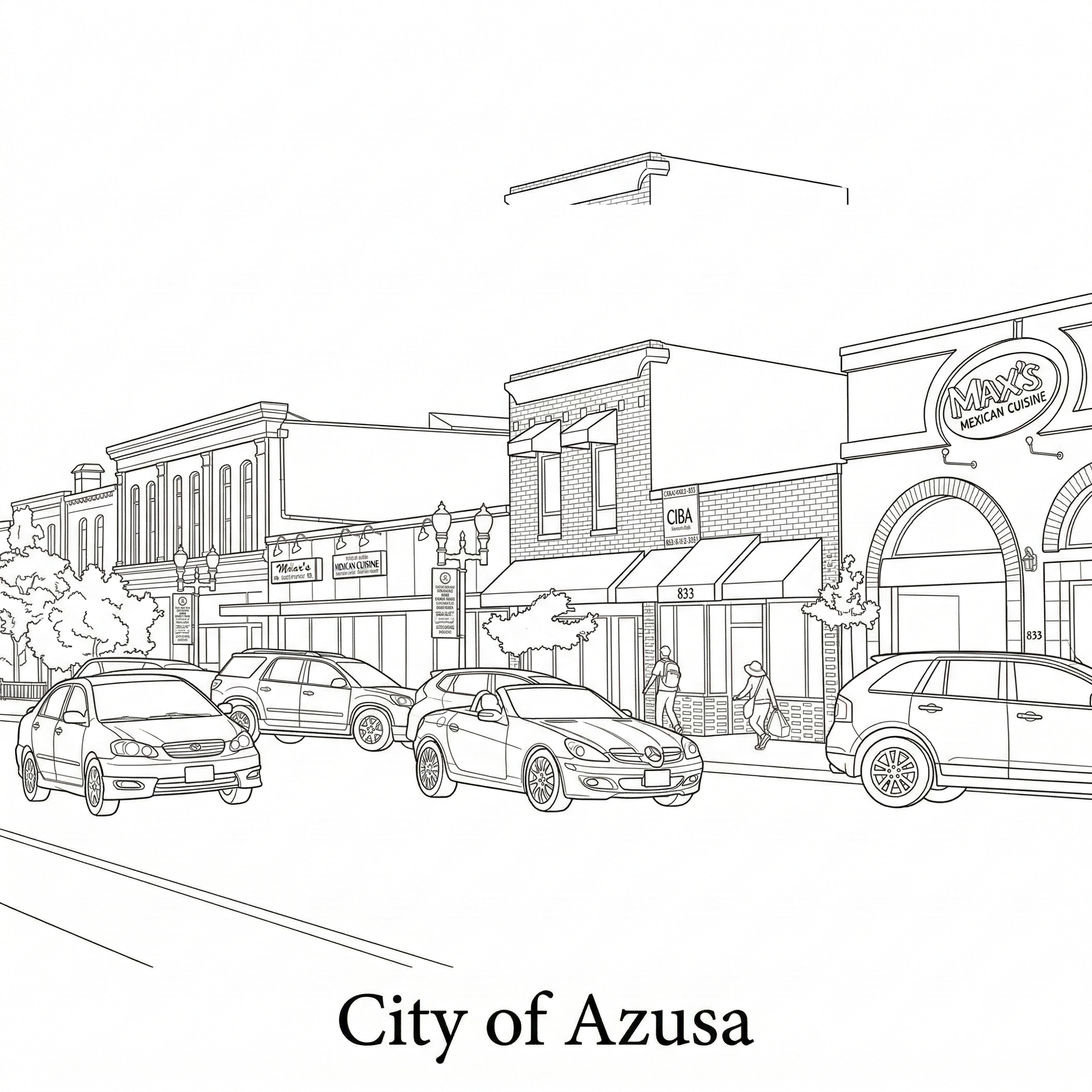Azusa city landmark illustration - Janus Pest Management serves Azusa CA