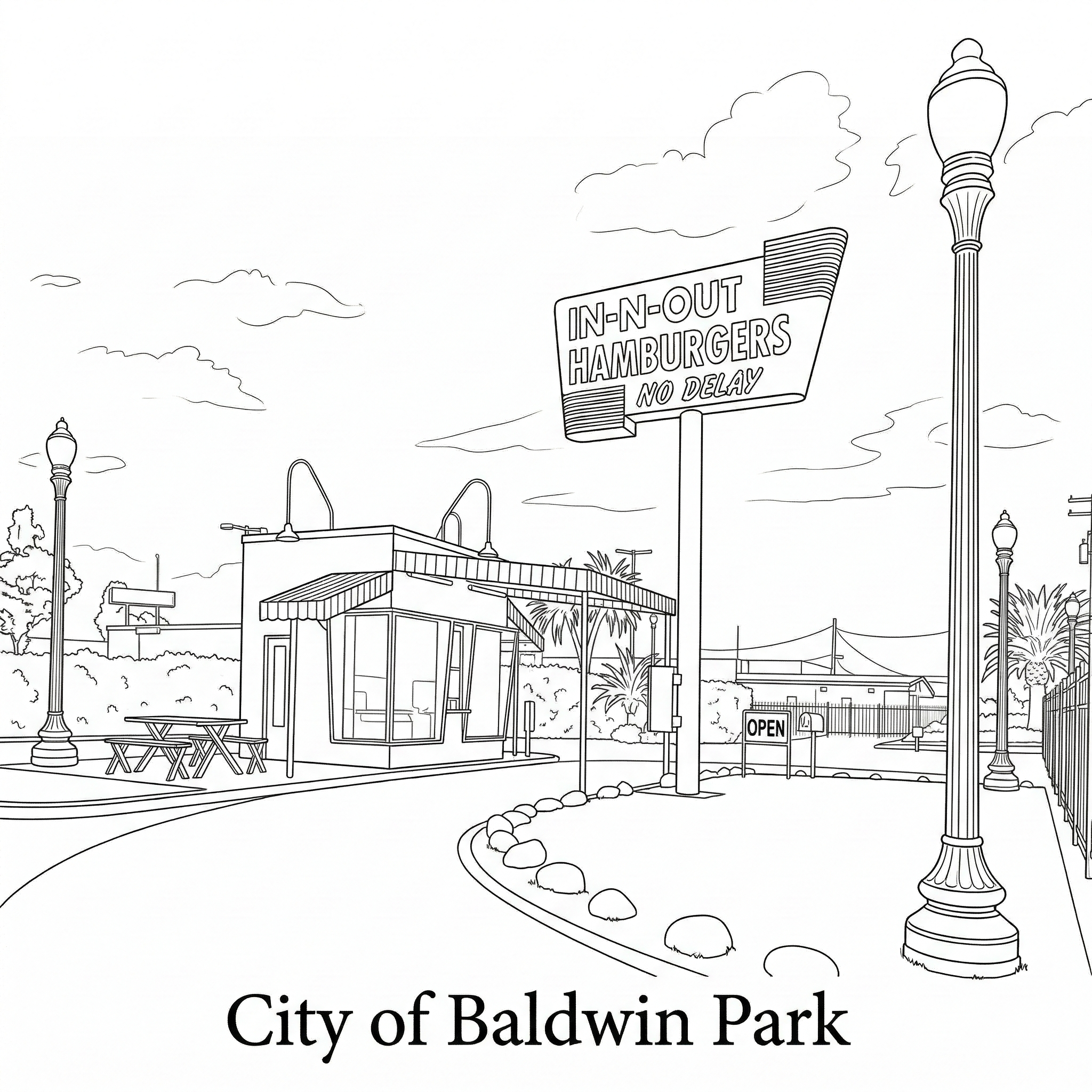 Baldwin Park city landmark illustration - Janus Pest Management serves Baldwin Park CA