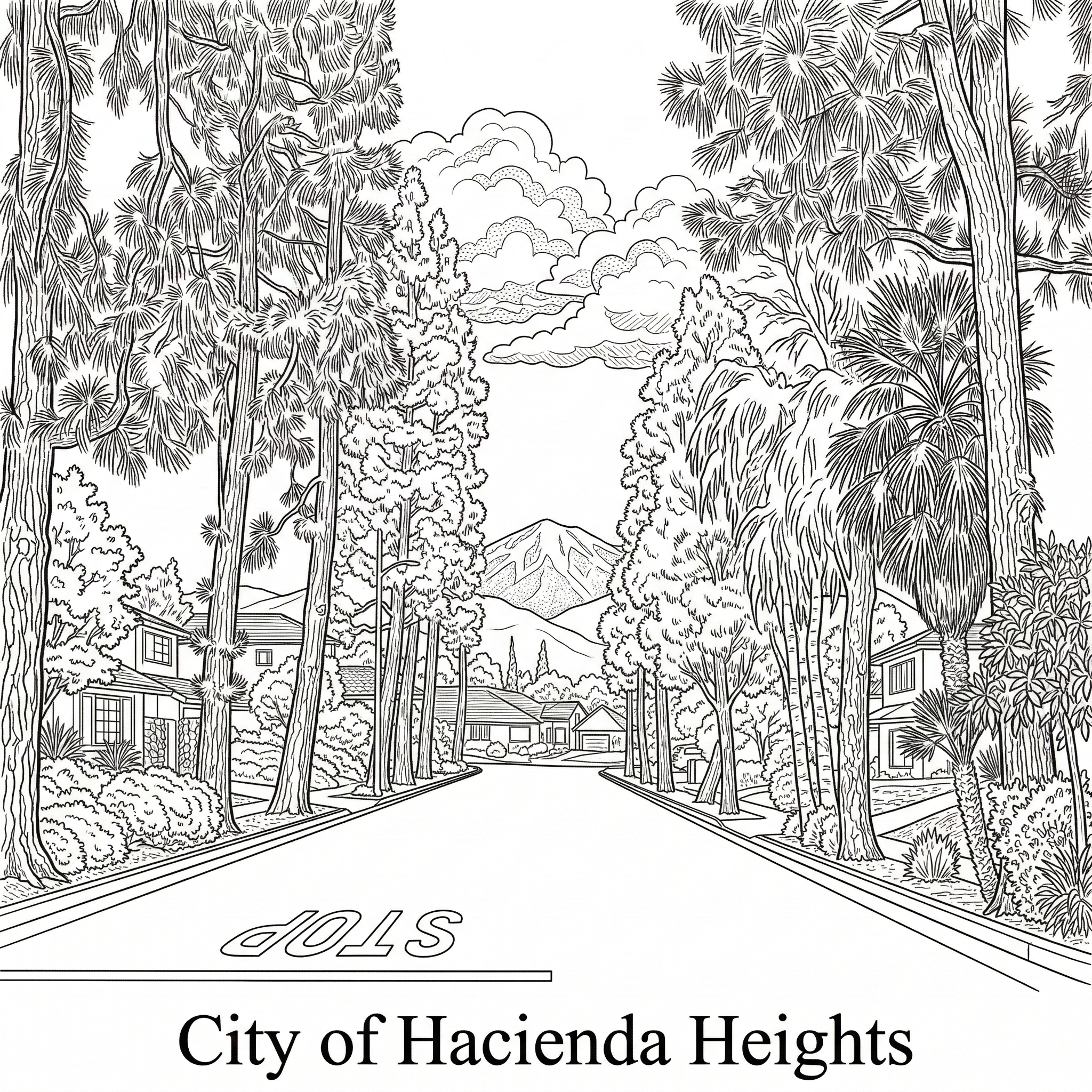 Hacienda Heights city landmark illustration - Janus Pest Management serves Hacienda Heights CA