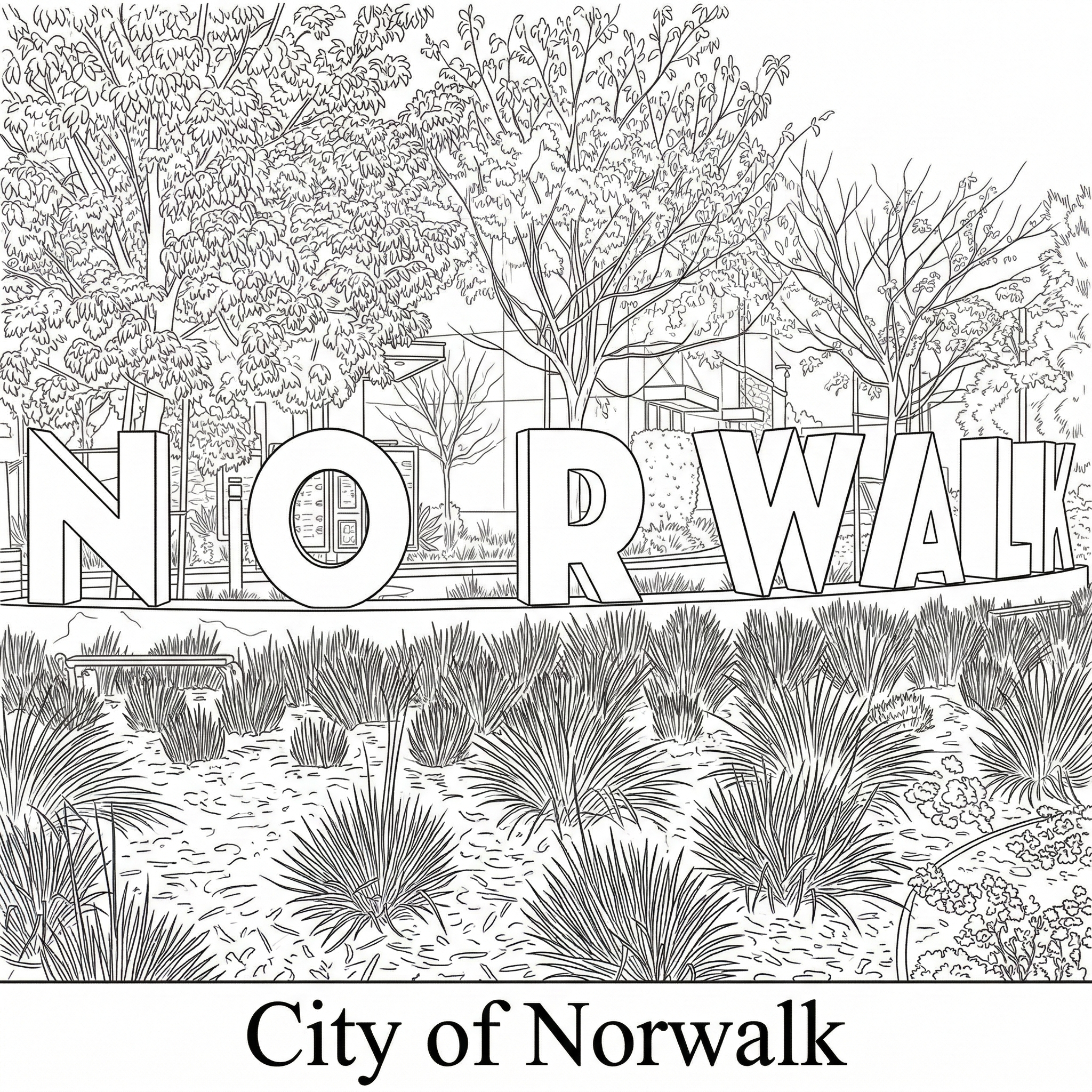 Norwalk city landmark illustration - Janus Pest Management serves Norwalk CA