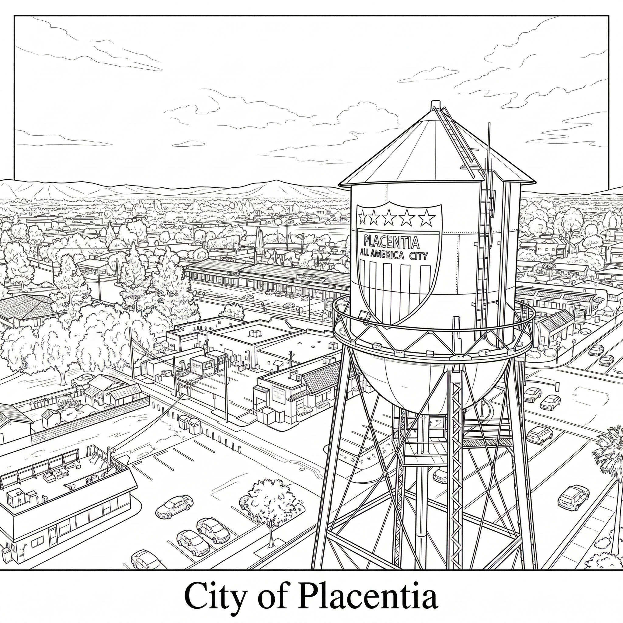 Placentia city landmark illustration - Janus Pest Management serves Placentia CA