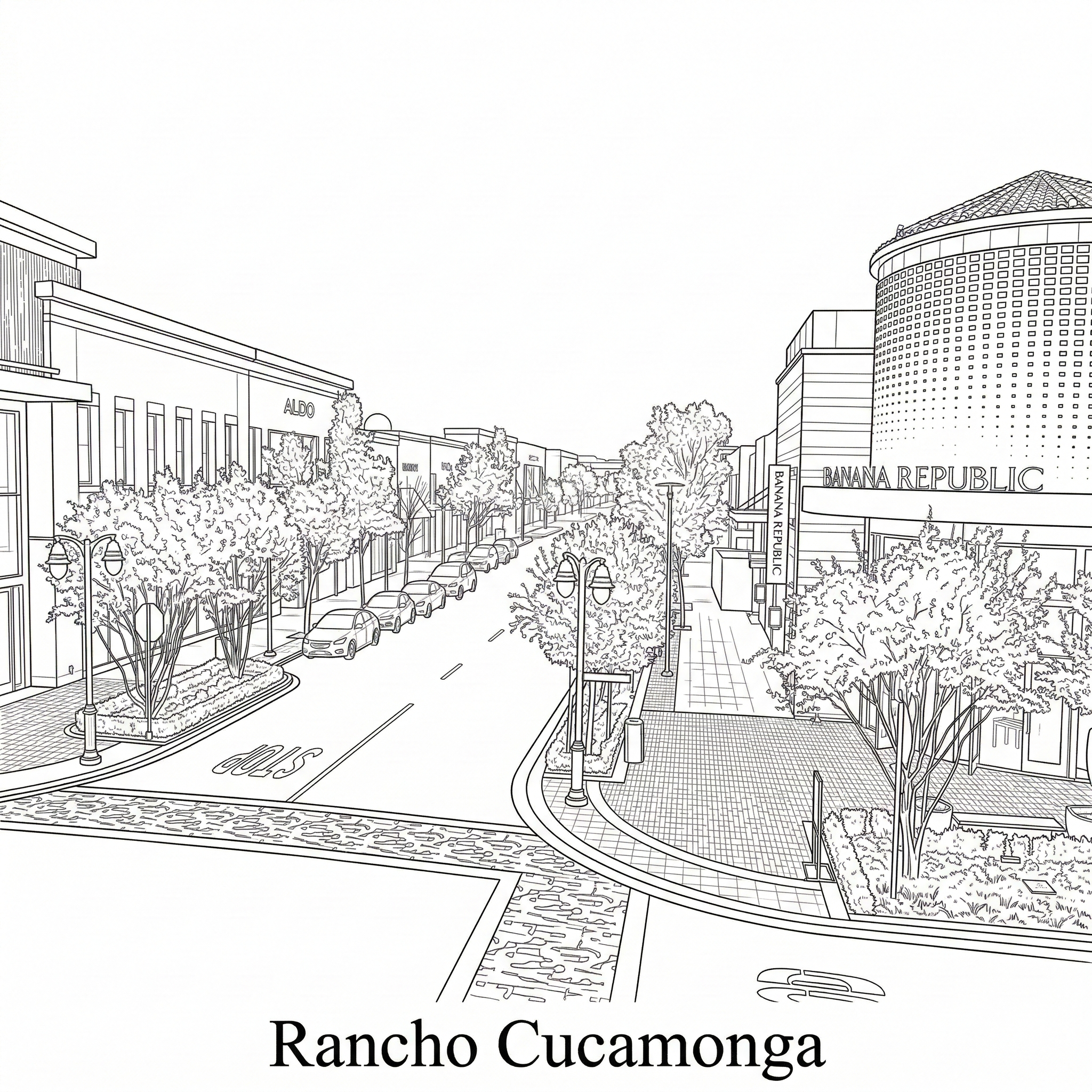 Rancho Cucamonga city landmark illustration - Janus Pest Management serves Rancho Cucamonga CA