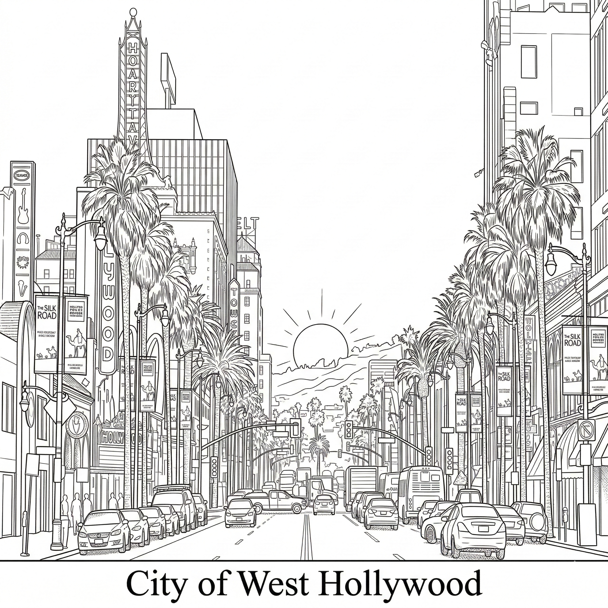 West Hollywood city landmark illustration - Janus Pest Management serves West Hollywood CA